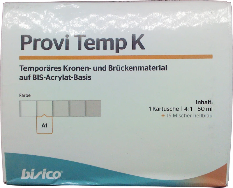 Provi Temp K  Packung  50 ml Doppelkartusche A1, 15 Mischer hellblau 4:1