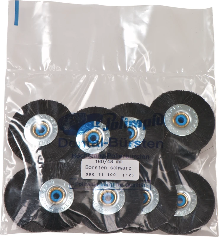 Schmalbürsten  Packung  12 Stück mit Kunststoffkern, Chungking schwarz, Ø 48 mm, S: 4 mm