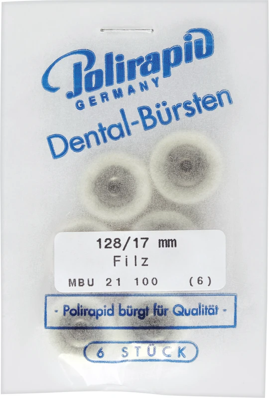 Miniaturbürsten Scheibe  Packung  6 Stück unmontiert, Wollfilz, Ø 17 mm