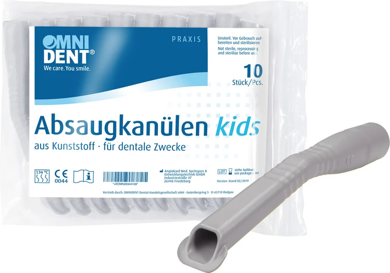 Omni Absaugkanülen Kids  Packung  10 Stück grau