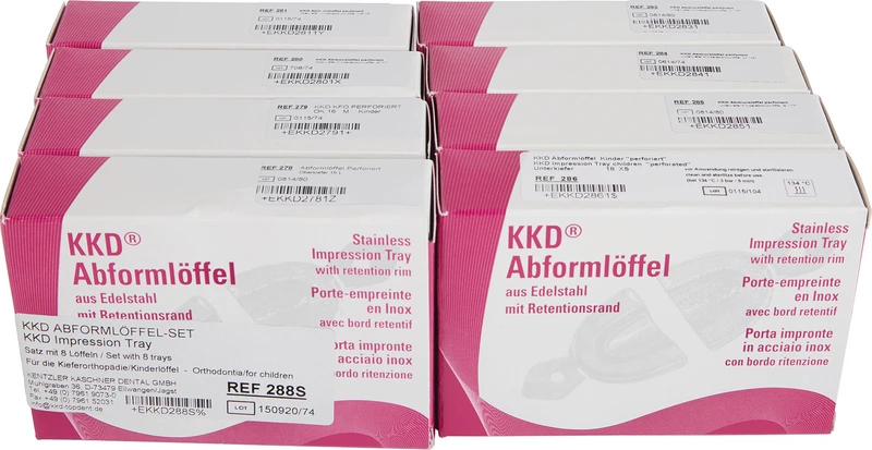 KKD® Abformlöffel Kieferorthopädie  Satz  8 Löffel perforiert