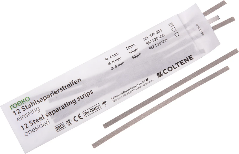 roeko Stahlseparierstreifen  Packung  12 Stück 4 mm, einseitig beschichtet