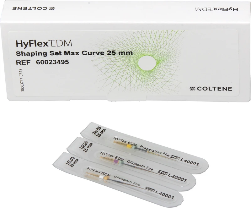 HyFlex EDM NiTi-Feilen  Set  3 Shaping Max Curve Feilen 25 mm, (Taper.03 ISO 015, Taper.05 ISO 010, Taper.05 ISO 020)