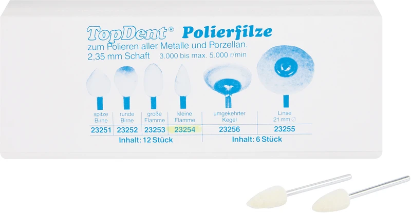 TOPDENT Polierfilze  Packung  12 Stück kleine Flamme