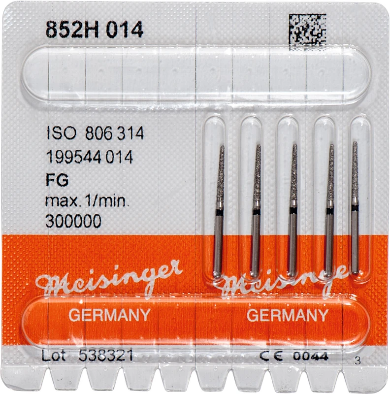 Diamanten 852  Packung  5 Stück schwarz super grob, FG, Figur 199 Konus rund, 10 mm, ISO 014