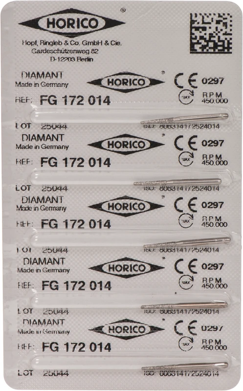 Diamantschleifer 172  Packung  5 Stück FG, Figur 172, 8 mm, ISO 014