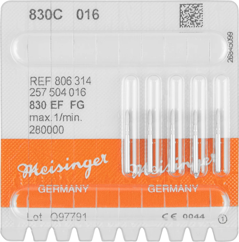 Diamanten 830  Packung  5 Stück gelb extra fein, FG, Figur 257 Birne, 4,5 mm, ISO 016