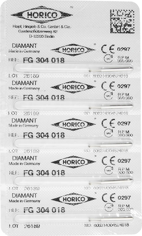 Diamantschleifer 304  Packung  5 Stück FG, Figur 304, 0,8 mm, ISO 018