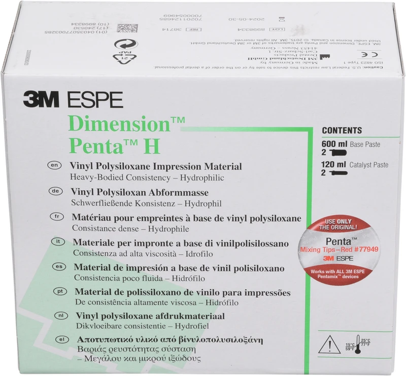 Dimension  Refill Packung  2 x 300 ml Basispaste, 2 x 60 ml Katalysator, Penta H