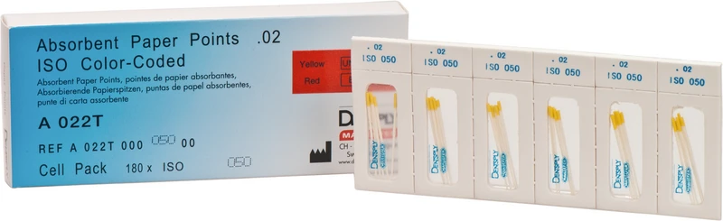 Papierspitzen steril  Packung  180 Stück ISO 050