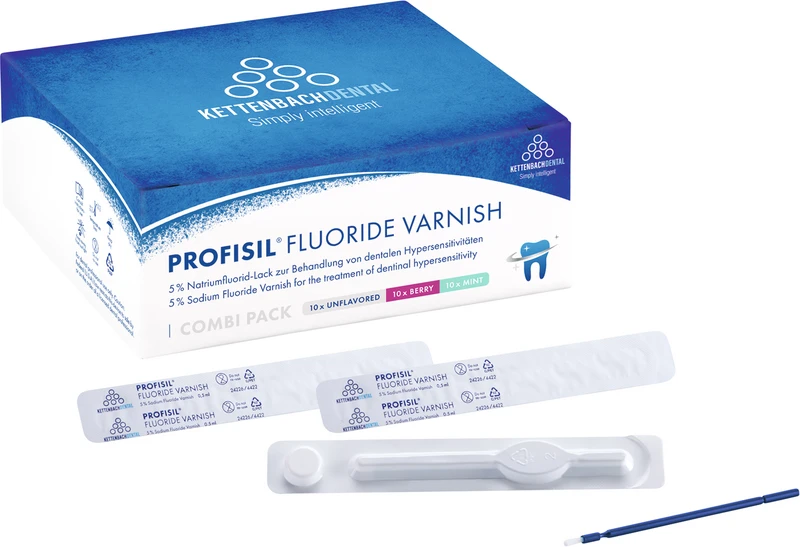 Profisil® Fluoride Varnish   Combi Pack  30 Stück (je 10 x 0,5 ml), Minze, Beere, Neutral