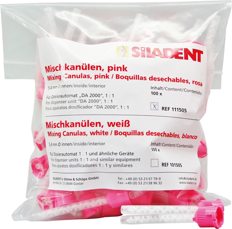 Mischkanülen 1:1  Packung  100 Stück rosa