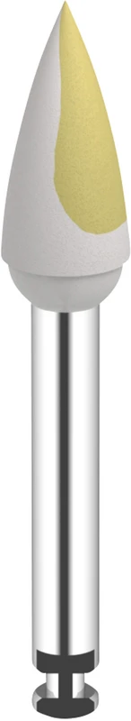 Omnipol für Zirkon gesintert  Stück  gelb\weiß fein, Flamme, RA, Kopflänge: 10 mm, Ø 4,4 mm