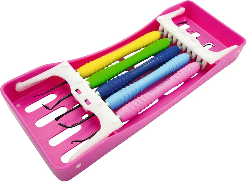 Composite-Set mit BlackPlasma-Coating   Set  5 Komposit-Instrumente, 1 Tray pink