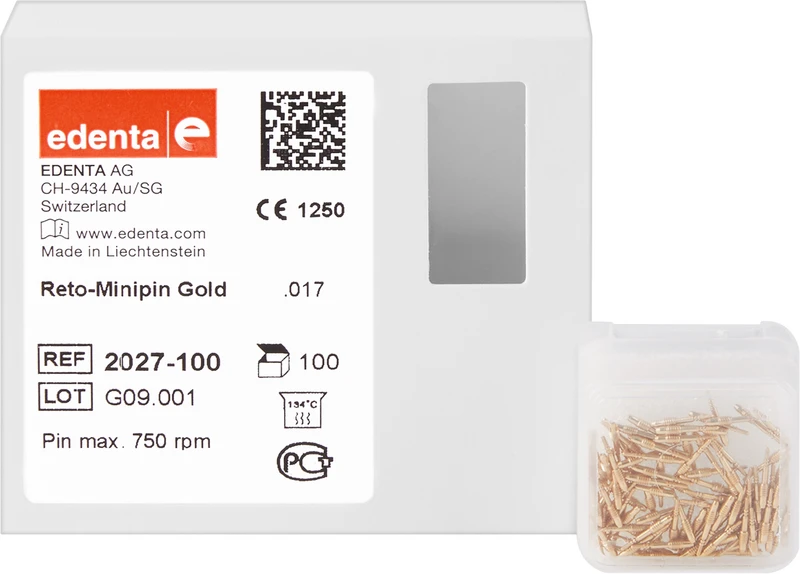 Reto-Minipin  Packung  100 Stifte Gold .017  \0,5 mm