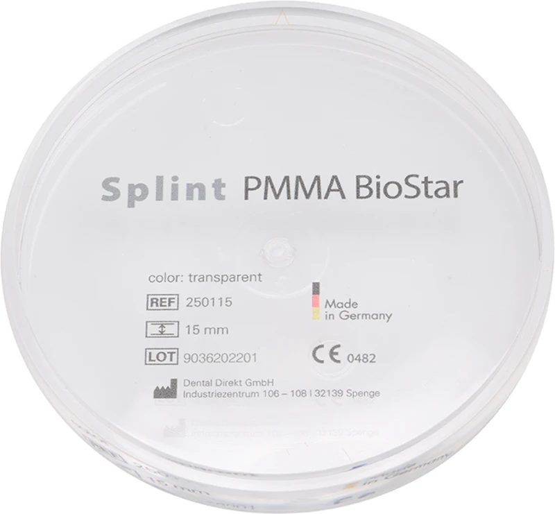 Splint PMMA BioStar  Stück  H 15 mm, transparent