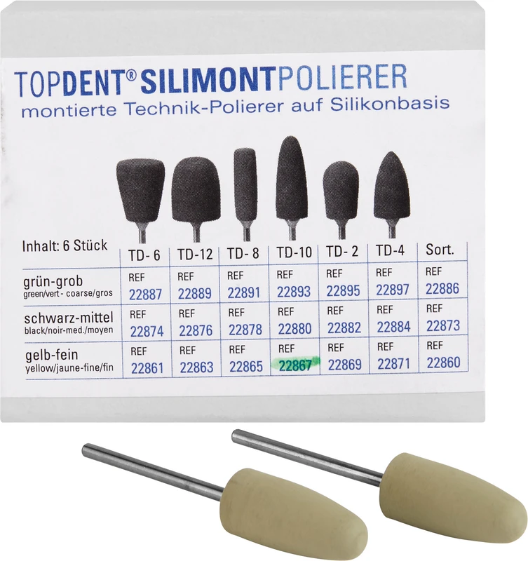 TOPDENT Silimont Polierer  Packung  6 Stück gelb fein, TD-10