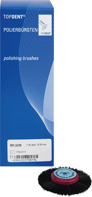 TOPDENT Polierbürsten  Packung  12 Stück, 2-reihig, Chungkingborsten 13 mm, mittelhart, Ø 50 mm