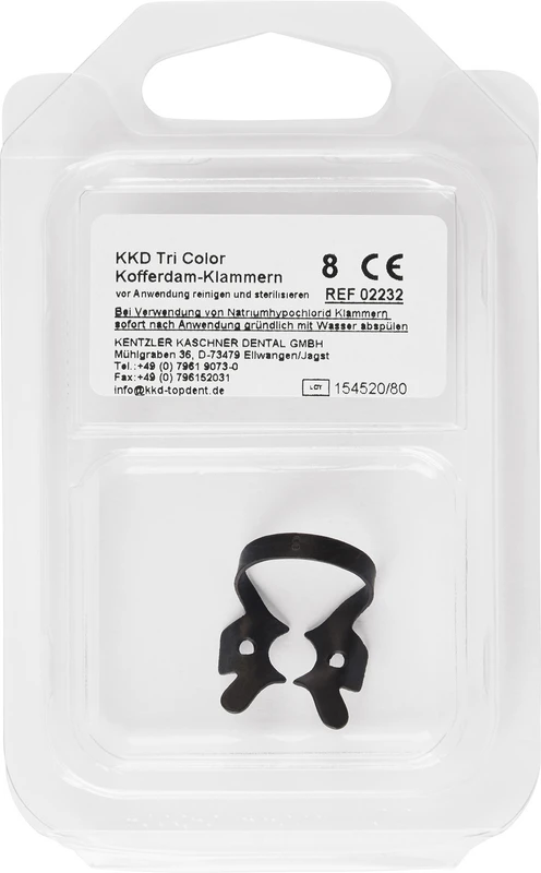 KKD® Kofferdam Klammern triColor Antireflect  Stück  schwarz matt, Nr. 8, für OK Molaren