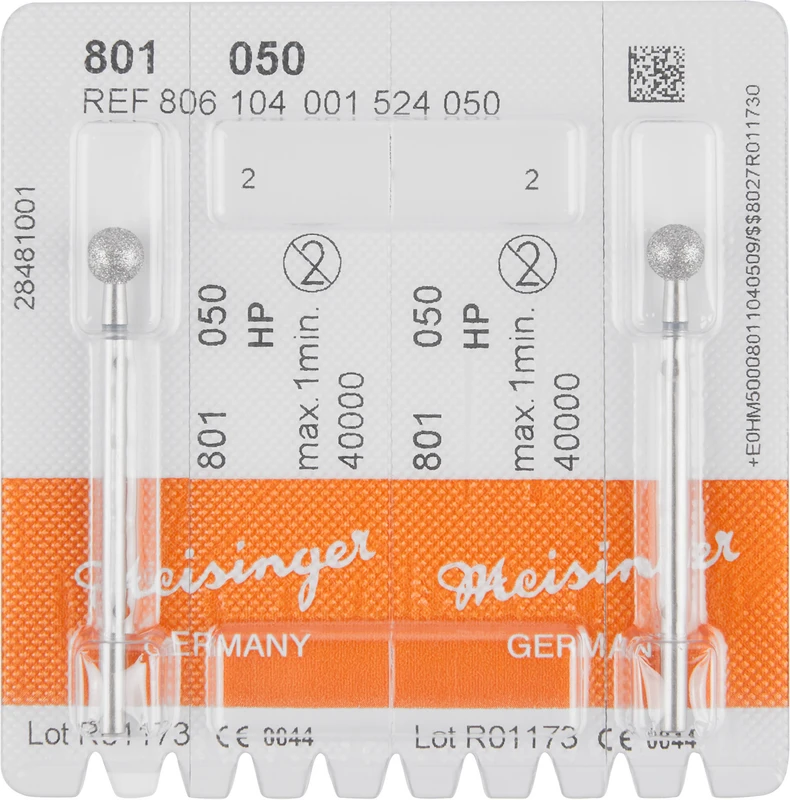 Diamanten 801  Packung  2 Stück blau mittel, HP, Figur 001 Rund, ISO 050