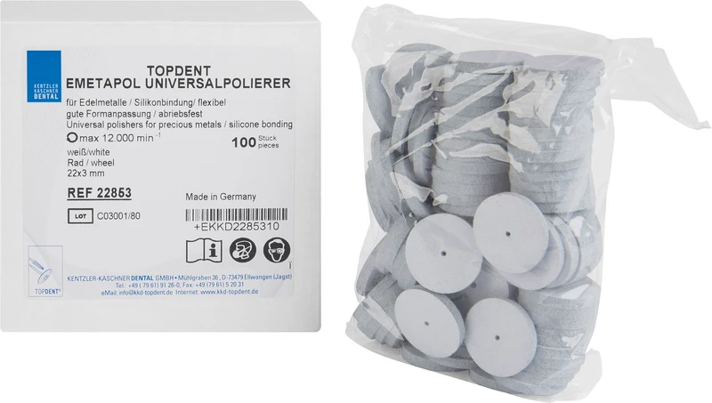 TOPDENT Emetapol  Packung  100 Stück weiß mittel, Rad 22 x 3 mm