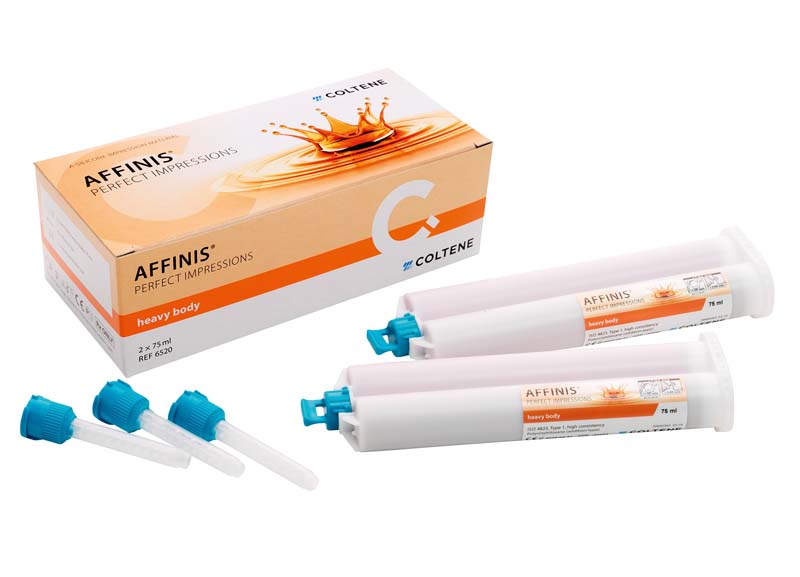 AFFINIS® System 75  Packung  2 x 75 ml Doppelkartusche heavy body, 8 Mixing Tips türkis