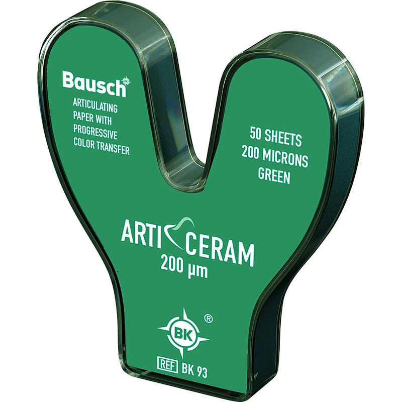 Arti-Ceram   Packung  1 Hufeisen-Spender, 50 Artikulationspapiere grün, 200 µm , 52 x 20 mm