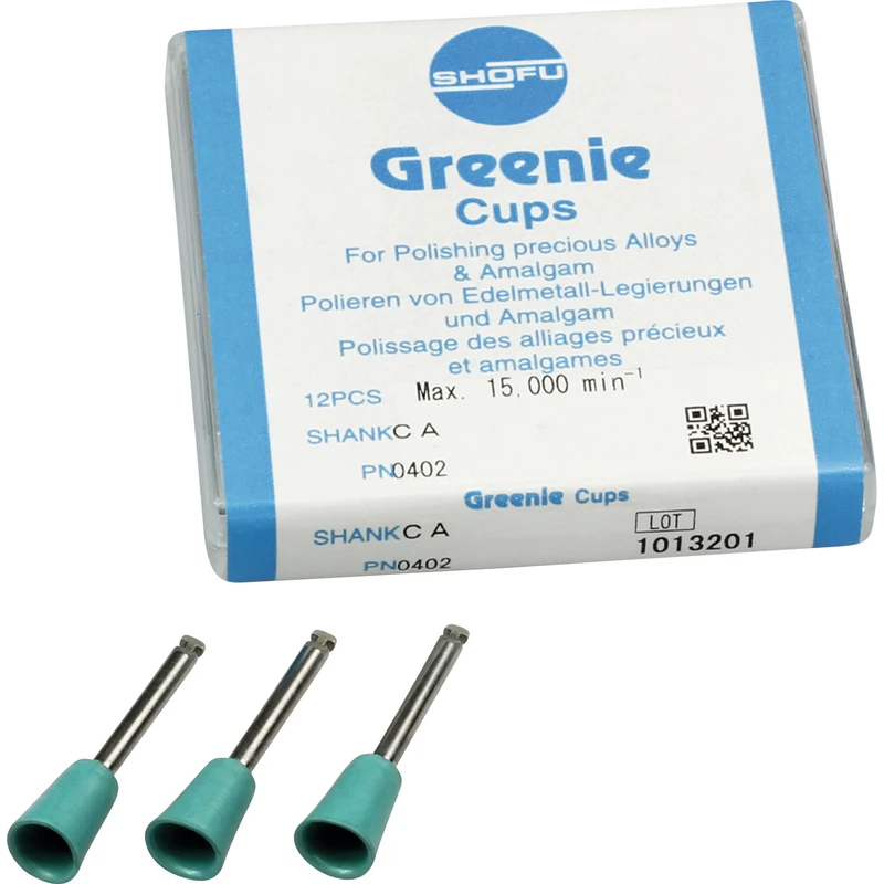 Silikonpolierer  Packung  12 Stück grün, RA, Figur Kelch, ISO 065