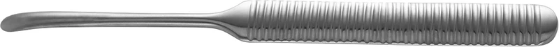 Raspatorium nach Williger  Stück  einendig (gebogen, scharf), 160 mm, 6 mm breit, geriefter\ergonomischer Griff