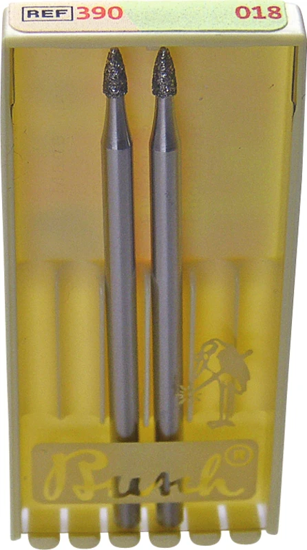 Premium Diamantschleifer 390  Packung  2 Stück rot fein, HP, Figur 274, 3,7 mm, ISO 018