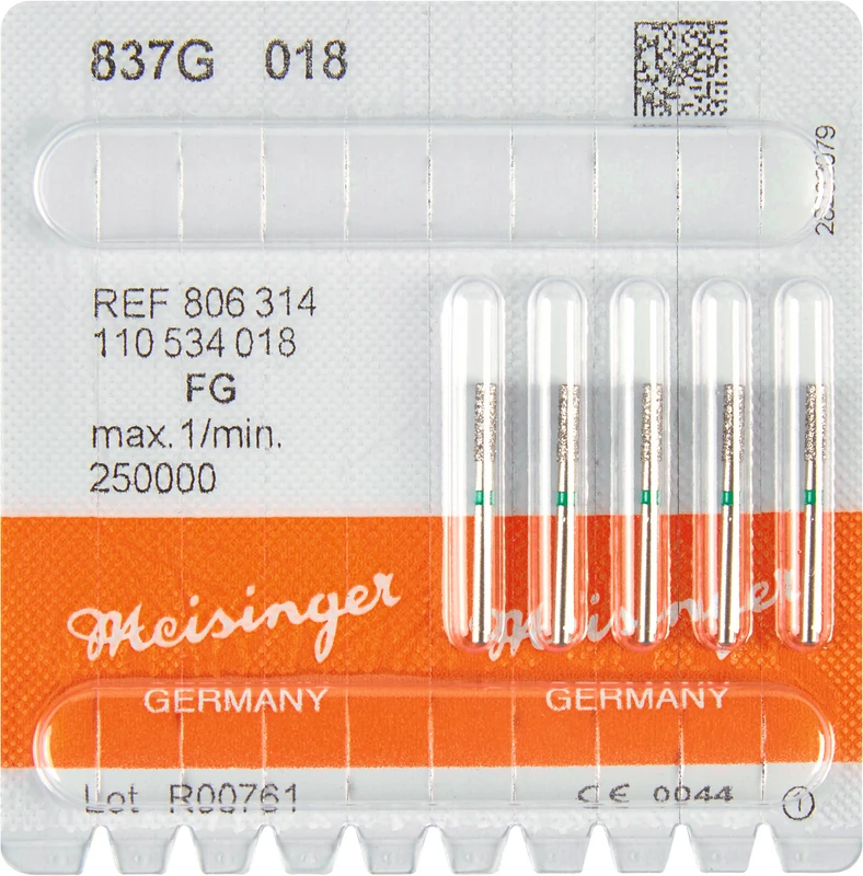 Diamanten 837  Packung  5 Stück grün grob, FG, Figur 110 Zylinder, 6 mm, ISO 018