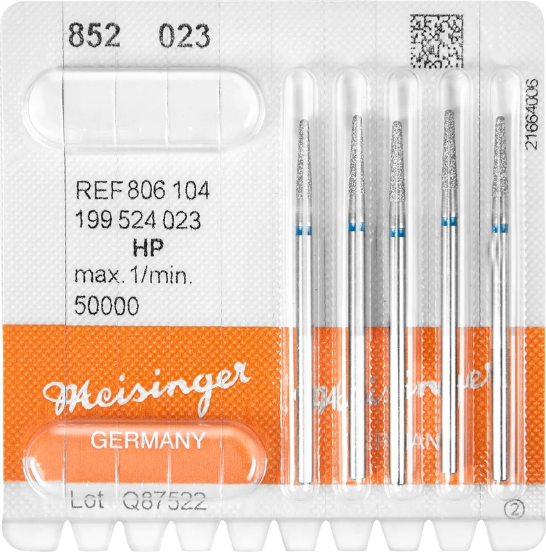 Diamanten 852  Packung  5 Stück blau mittel, HP, Figur 199 konisch rund, 10 mm, ISO 023