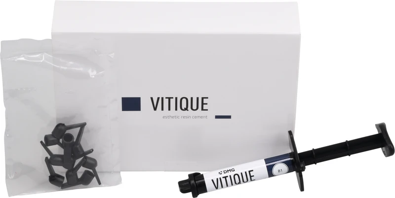 Vitique  Packung  6 g Spritze Zement B1, 10 Veneer-Tips