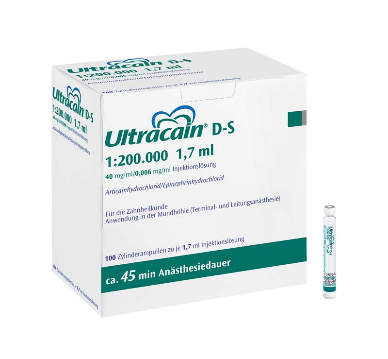 Ultracain® D-S 1:200.000  Packung  100 x 1,7 ml Zylinderampulle