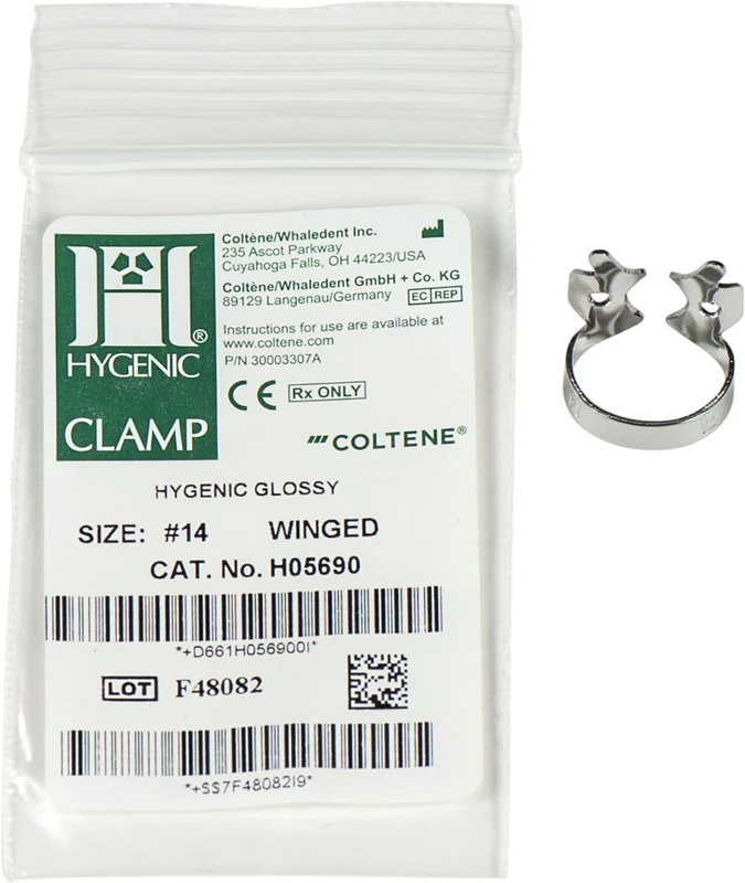 HYGENIC® Dental Dam Klammern  Stück  Flügelklammer für teilweise durchgebrochene oder unregelmässig geformte Molaren, 14