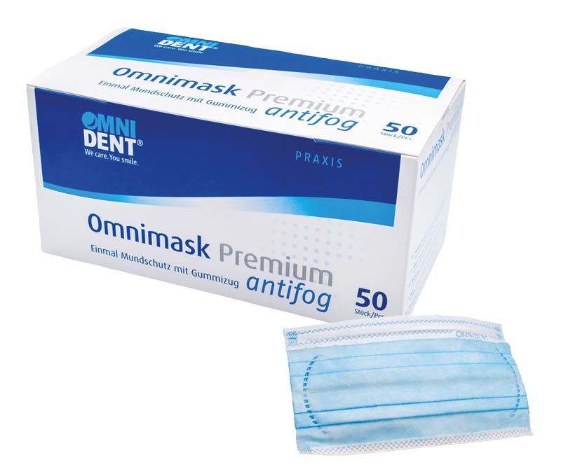 Omnimask Premium antifog  Packung  50 Stück mit Gummizug, blau