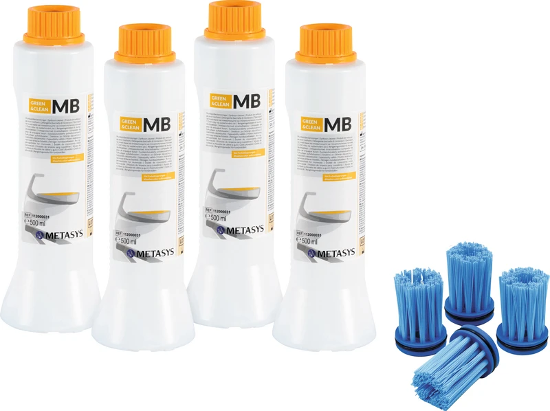 GREEN&CLEAN MB  Nachfüllpackung 1  4 x 500 ml Flasche, 4 Bürsten