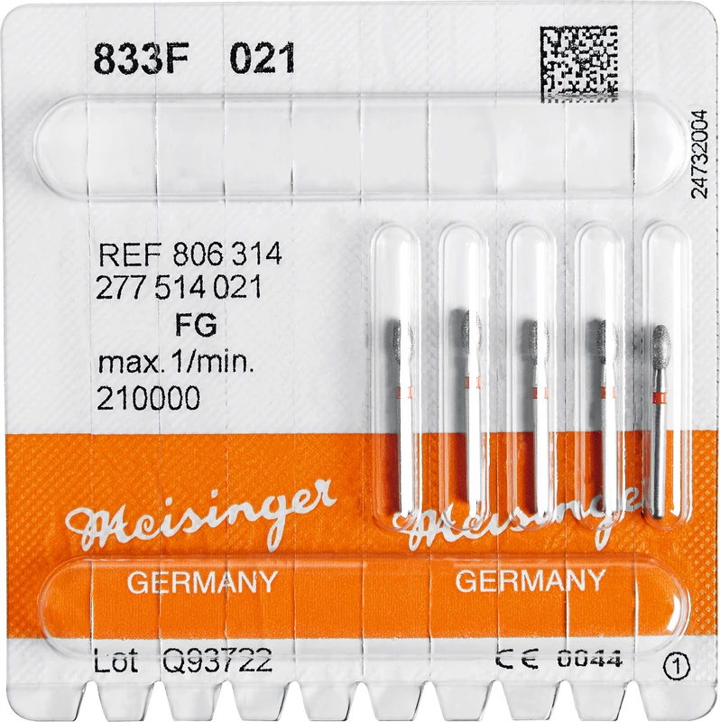 Diamanten 833  Packung  5 Stück rot fein, FG, Figur 277 Ei, 4,2 mm, ISO 021