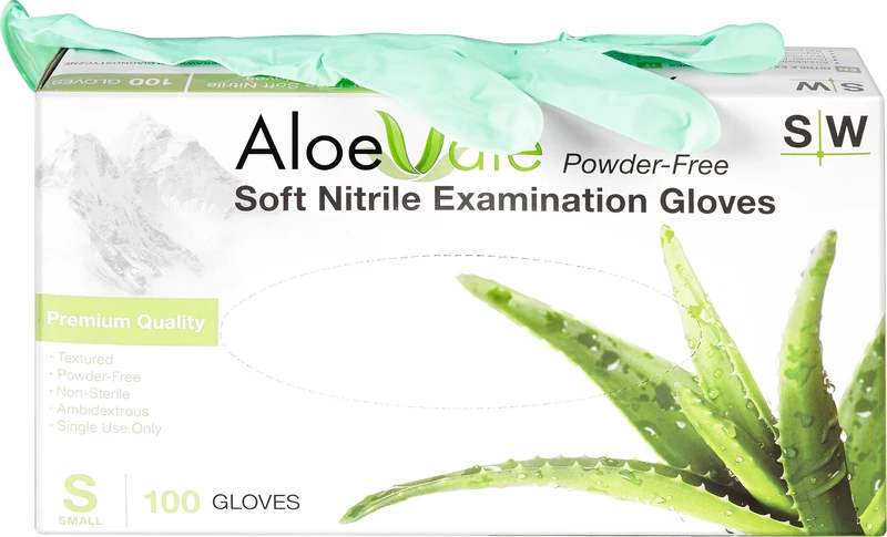 AloeVate Nitrilhandschuhe  Packung  100 Stück puderfrei, grün, S