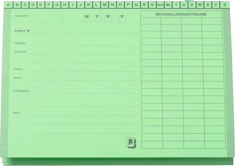 Karteimappe A5\SL   Packung  100 Stück grün mit Heftzunge