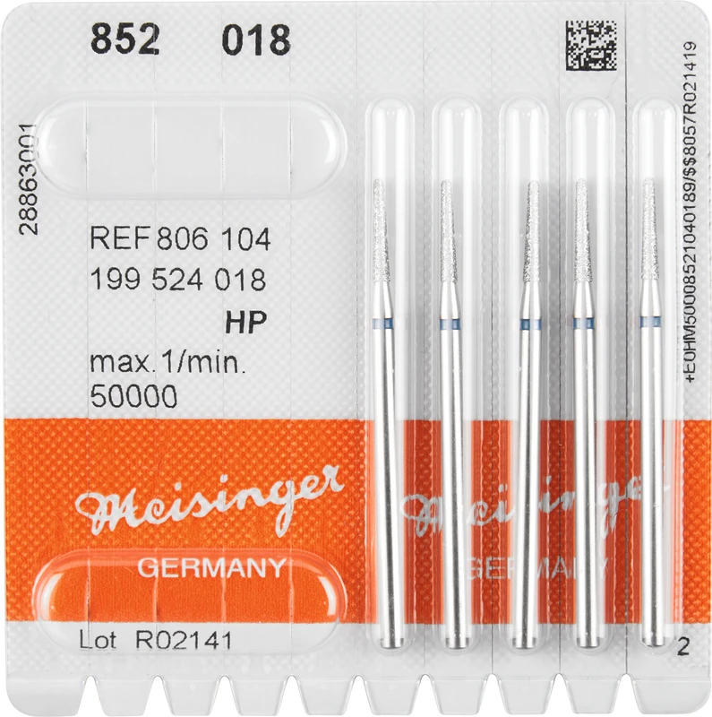 Diamanten 852  Packung  5 Stück blau mittel, HP, Figur 199 konisch rund, 10 mm, ISO 018