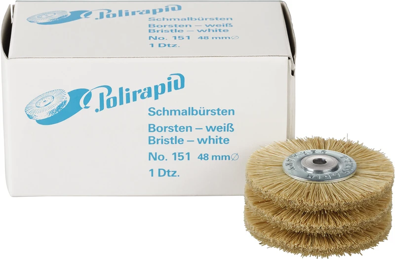 Schmalbürsten  Packung  12 Stück mit Aluzentrum, Chungking weiß, Ø 48 mm, S: 4 mm