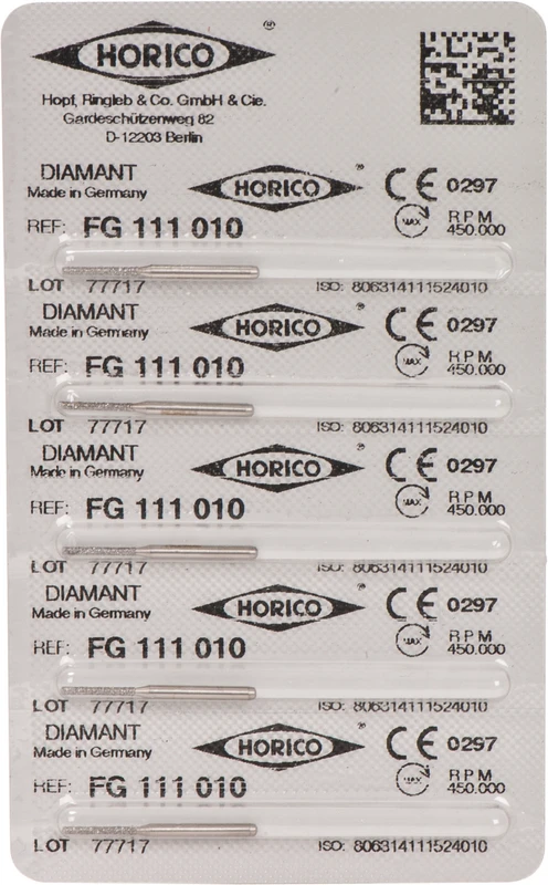 Diamantschleifer 111  Packung  5 Stück FG, Figur 111, 8 mm, ISO 010