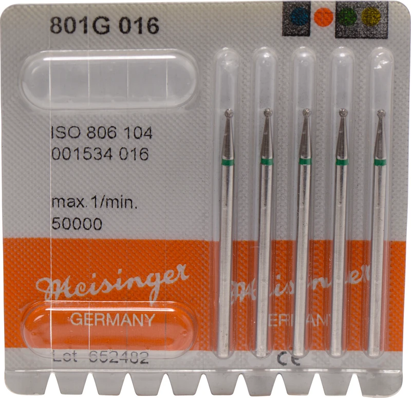 Diamanten 801  Packung  5 Stück grün grob, HP, Figur 001 Rund, ISO 016