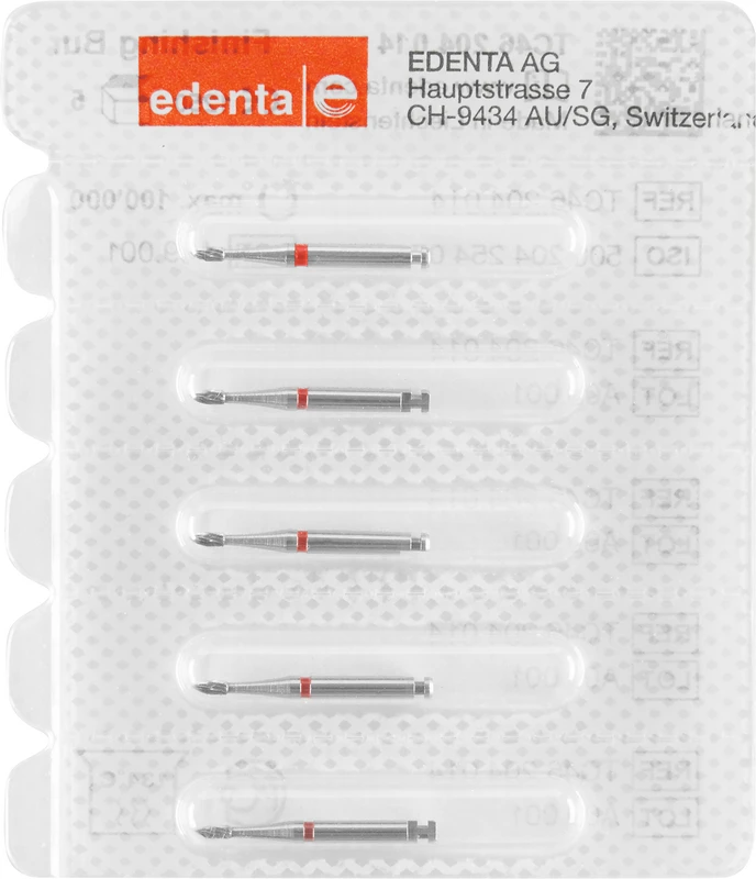 HM-Finierer TC46  Packung  5 Stück rot, 12 Schneiden, RA, Figur 254 Flamme, 3,5 mm, ISO 014