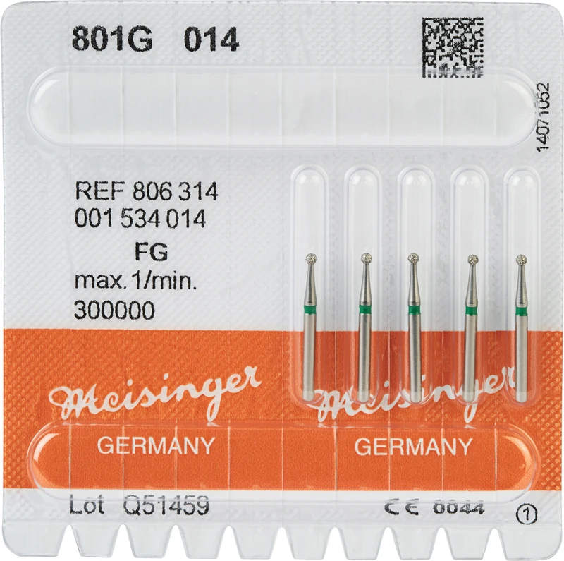 Diamanten 801  Packung  5 Stück grün grob, FG, Figur 001 Rund, ISO 014