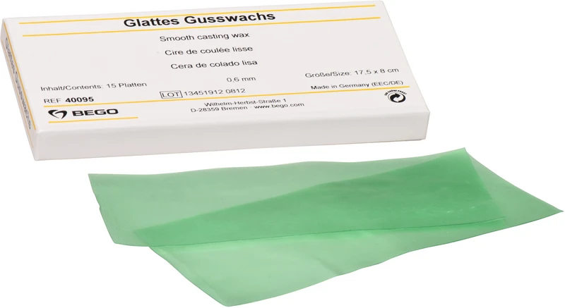 Glattes Gusswachs  Packung  15 Stück grün, Stärke 0,6 mm