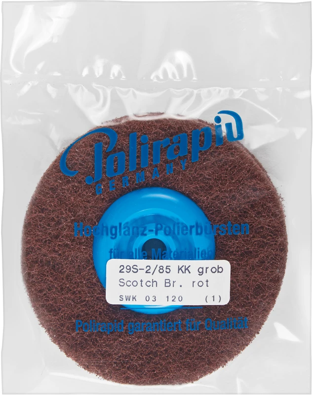 3M Scotch-Brite Schwabbel  Stück  mit Kunststoffkern, 2 Scheiben 3M Scotch-Brite rot grob, Ø 85 mm