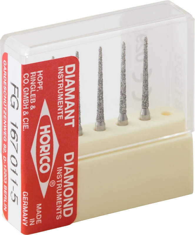 Diamantschleifer 167  Packung  5 Stück gelb x-fein, FG, Figur 167, 11,5 mm, ISO 011