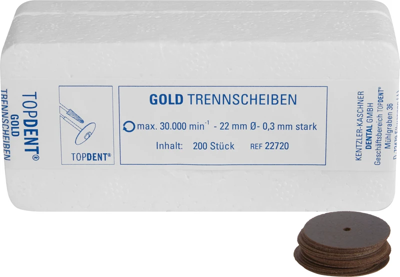 TOPDENT Gold-Trennscheiben  Packung  200 Stück Ø 22 mm x 0,3 mm
